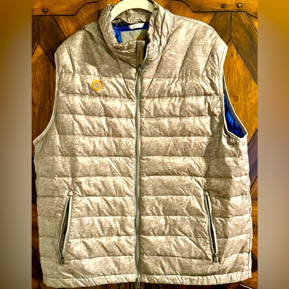Gray and Blue Insulated Thomas Dean Down Filled Puffer Vest Size XL